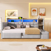 Letto da giorno 90x200 cm in velluto con accumulo idraulico LED e USB-C - Grey