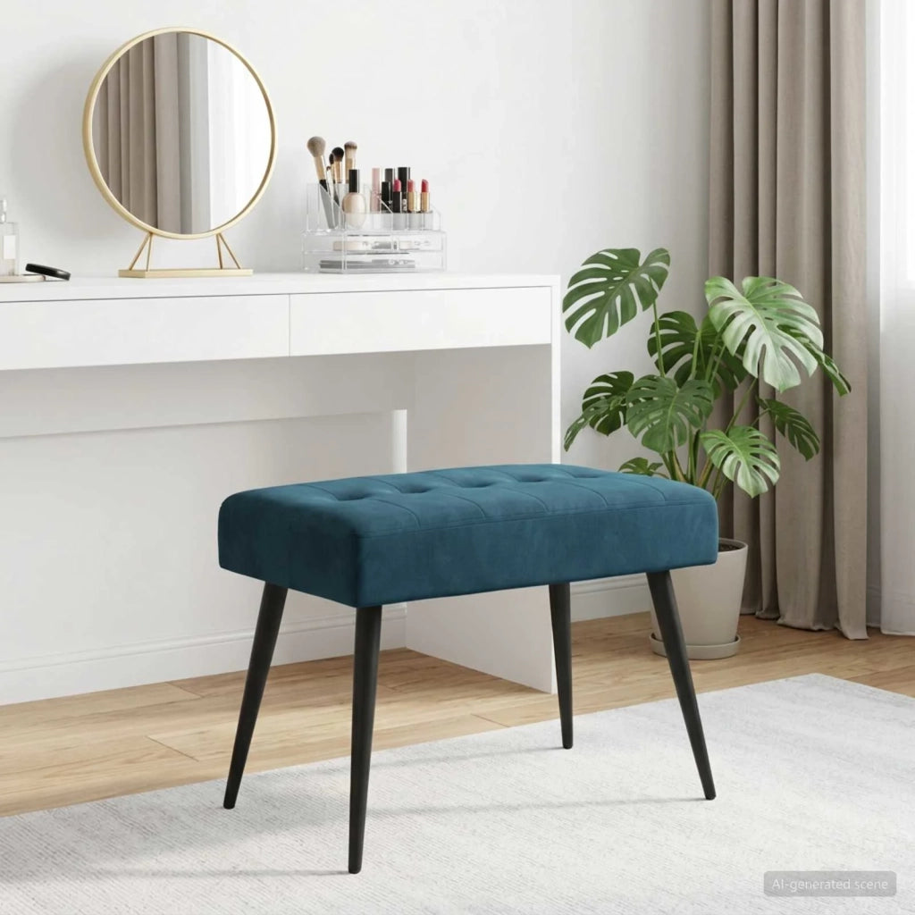 Panchina con bottoni imbottiti Blu 60 x 40 x 45 cm Velluto 42038510