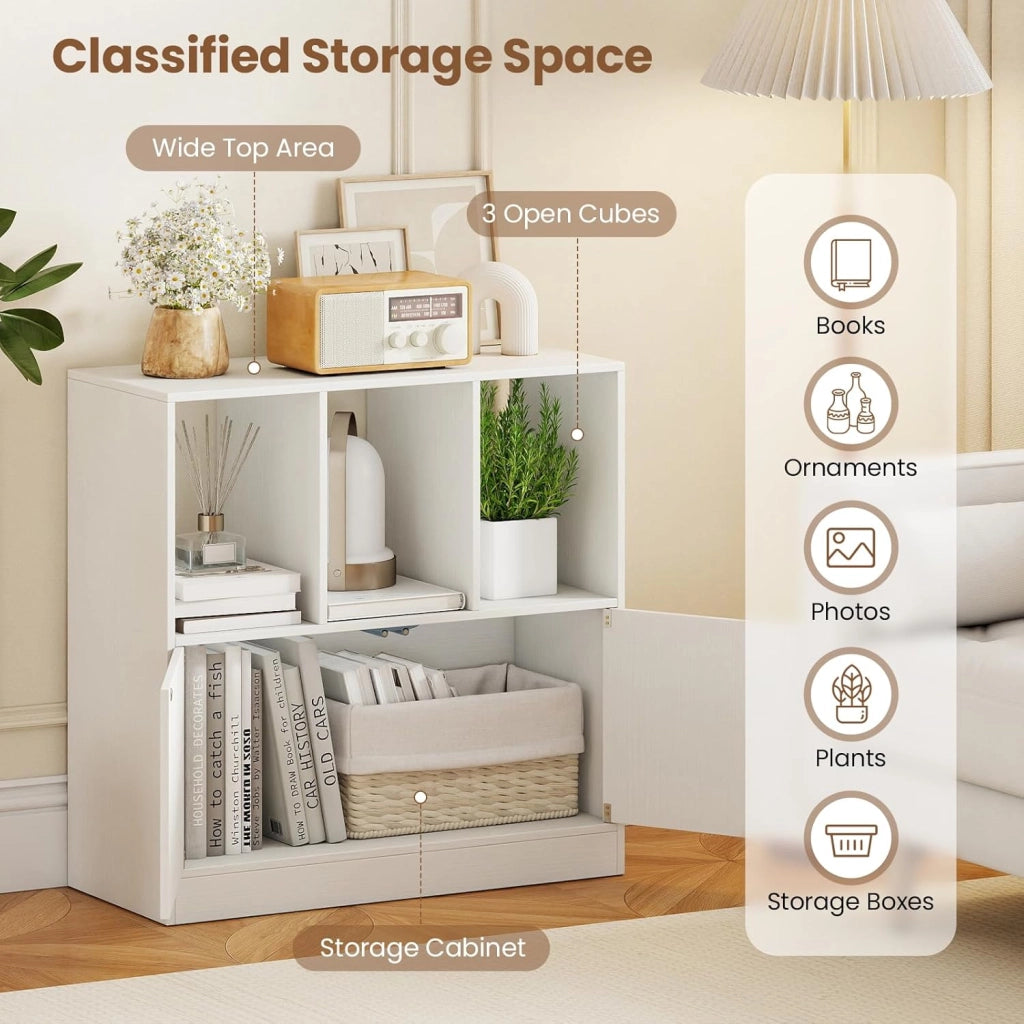 Libreria Moderna 70x30x70 cm, Armadio 3 Livelli + 3 Cubi Scaffali Aperti, Mobile Portaoggetti per Soggiorno Ufficio Camera da Letto