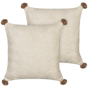 Set di 2 cuscini decorativi in cotone intrecciato beige soggiorno camera da letto