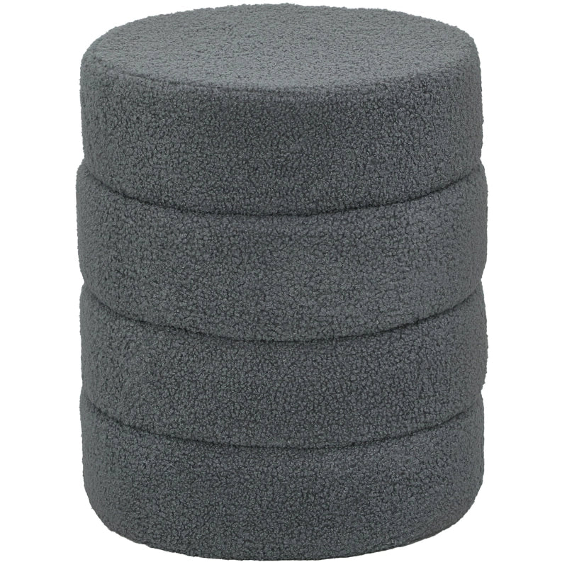 Pouf rotondo in Teddy Fleece, Ø40x45 cm, grigio scuro, portata 120 kg