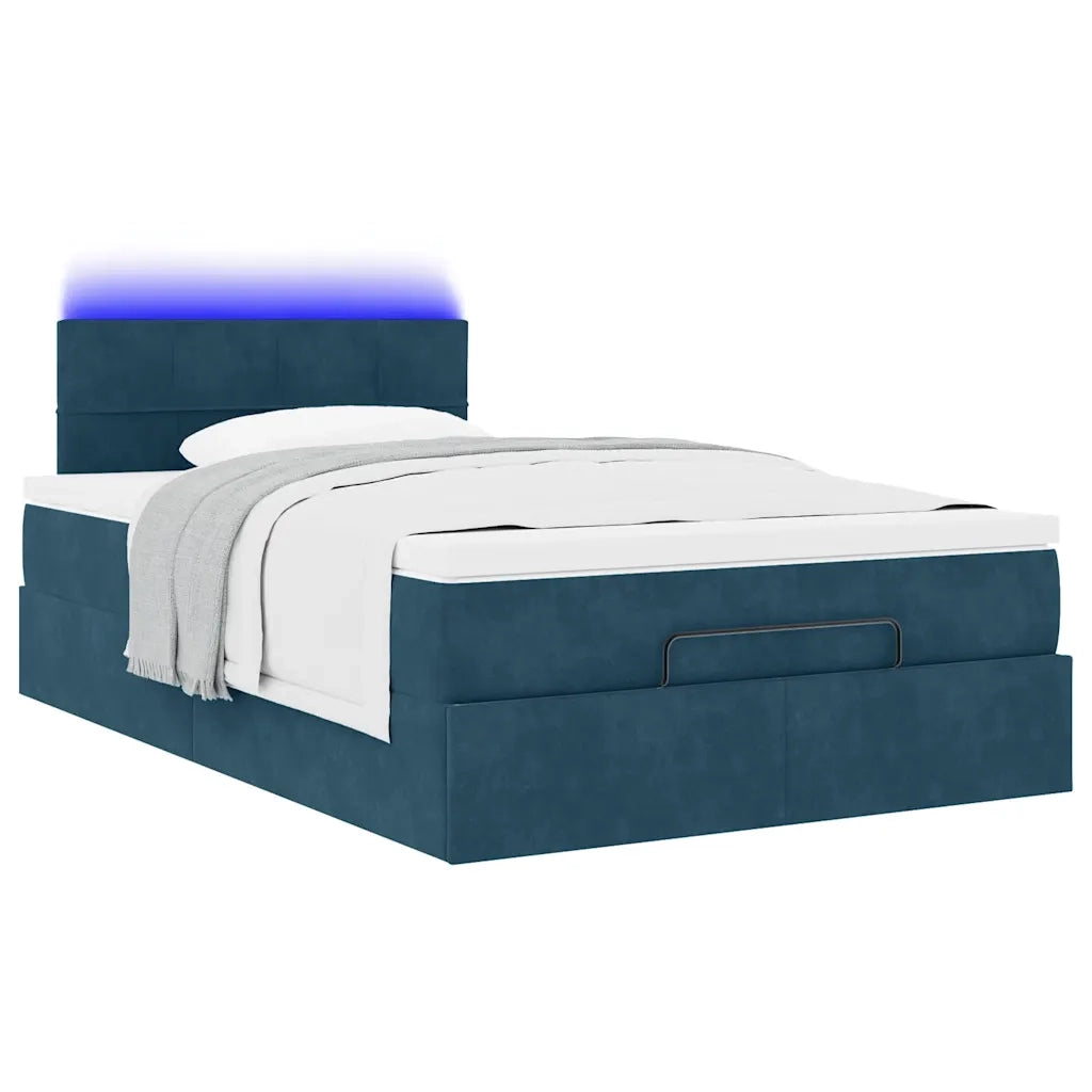 Struttura Letto Pouf con Materasso Blu Scuro 120x200 cm Velluto 3312618