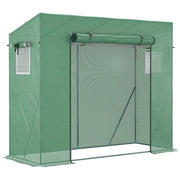 Serra da Giardino 200x77x148-169 cm 2 Finestre e Copertura Rinforzata in Acciaio e PE Verde