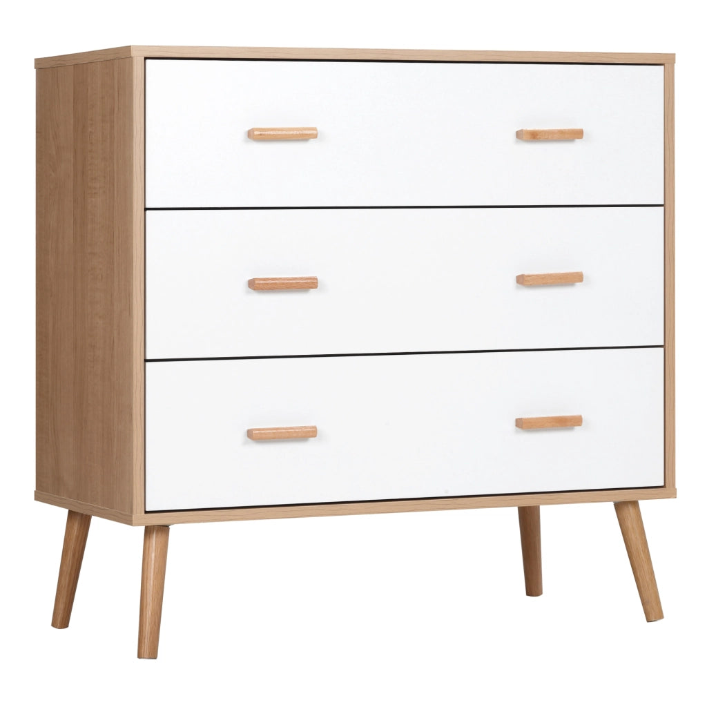 Com¨° 3 Cassetti ¨C Zephmum ¨C Legno Effetto Chiaro Bianco 60x40x