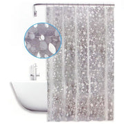 Trade Shop - Tenda Doccia Vasca Antimuffa Impermeabile Bianca Con Sassolini 180 X 200cm 59525 -