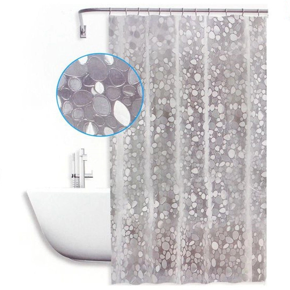 Trade Shop - Tenda Doccia Vasca Antimuffa Impermeabile Bianca Con Sassolini 180 X 200cm 59525 -