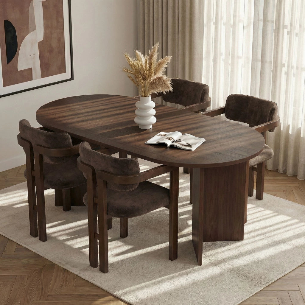 Set di tavolo e sedie in legno Meridia 4" (5 pezzi) - 180 x 90 x 75 cm - Marrone