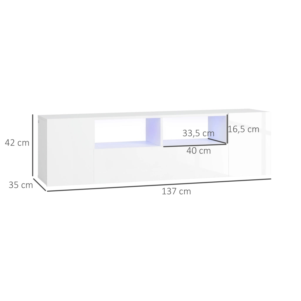 Mobile TV con luci LED ¨C zephmum ¨C bianco 137x35x42 cm
