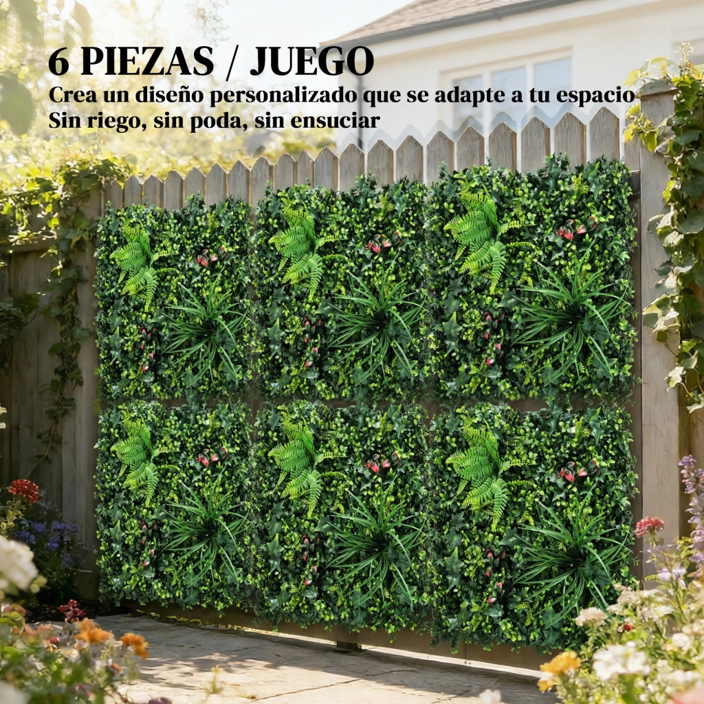 Set 6 Sedi Artificiali da Giardino 50x50 cm ¨C zephmum ¨C Verde, per Terrazza e Balcone