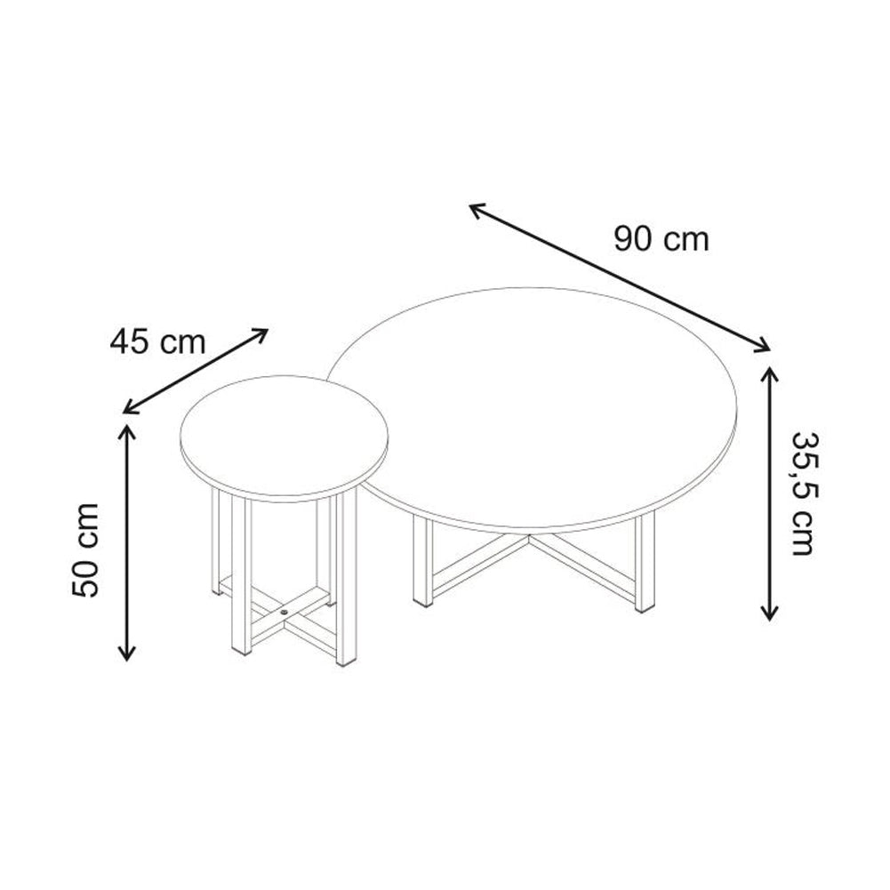 Set 2 Tavolini da Caffè per Soggiorno Quercia Design Moderno Tavolo Salvaspazio