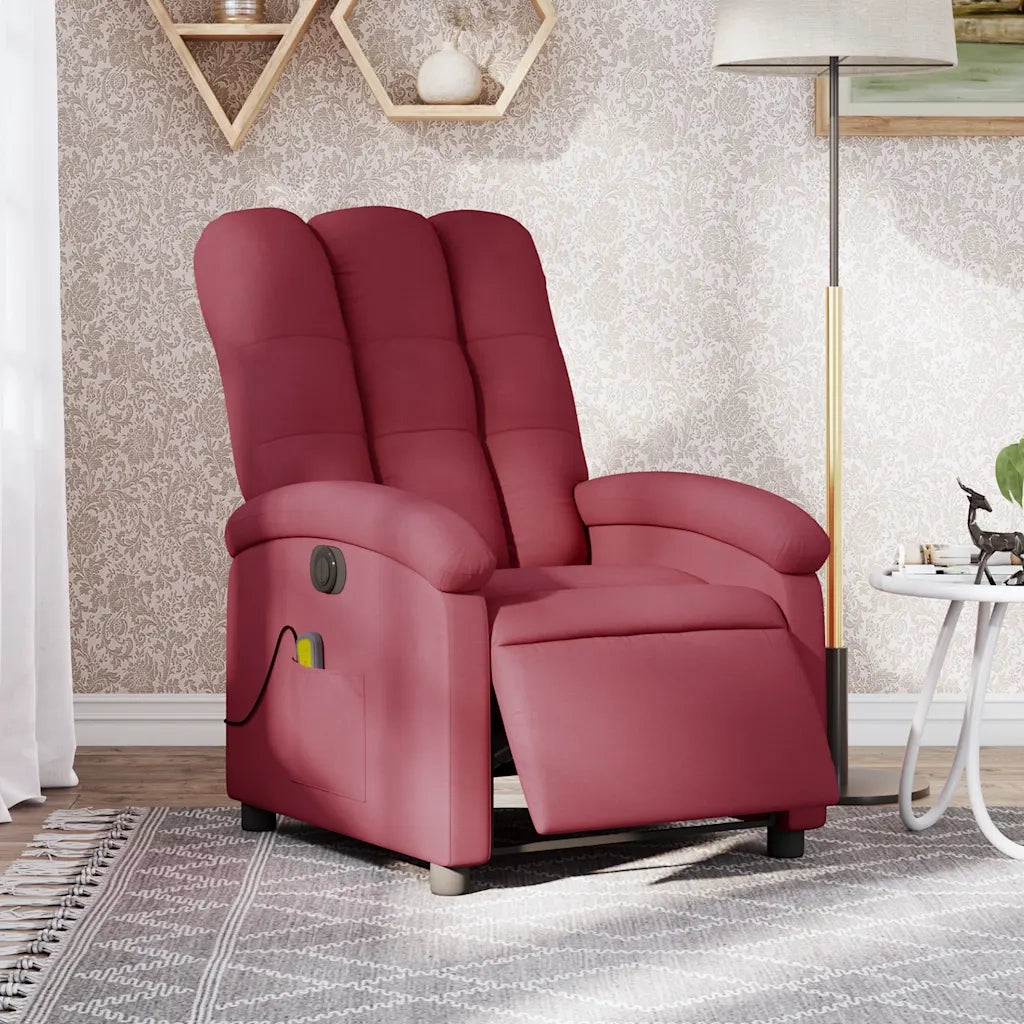 Poltrona Massaggiante | Sedia Relax Reclinabile Elettrica Rosso Vino Tessuto