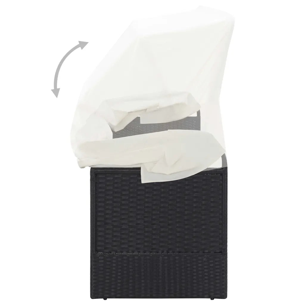 Divano da Giardino con Tettoia in Polyrattan Nero  cod mxl 13336