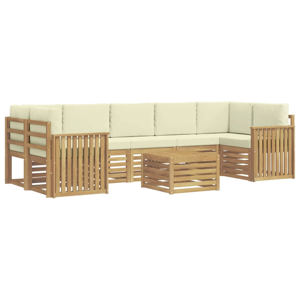 Set di divani da esterno 8 pcs Bianco e Crema Poliestere 3391550