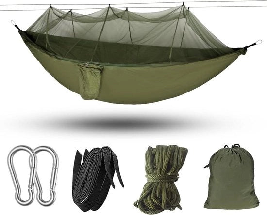 Hangmat ultraleggera con rete antiinsetti per esterno, campeggio e survival - 260 x 140 cm