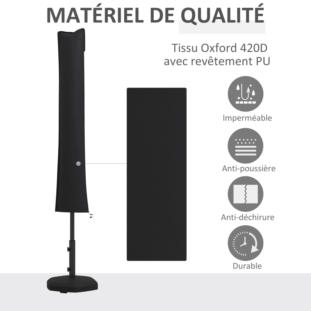 Copertura impermeabile per ombrellone con zip e cordino ¨C zephmum ¨C nero
