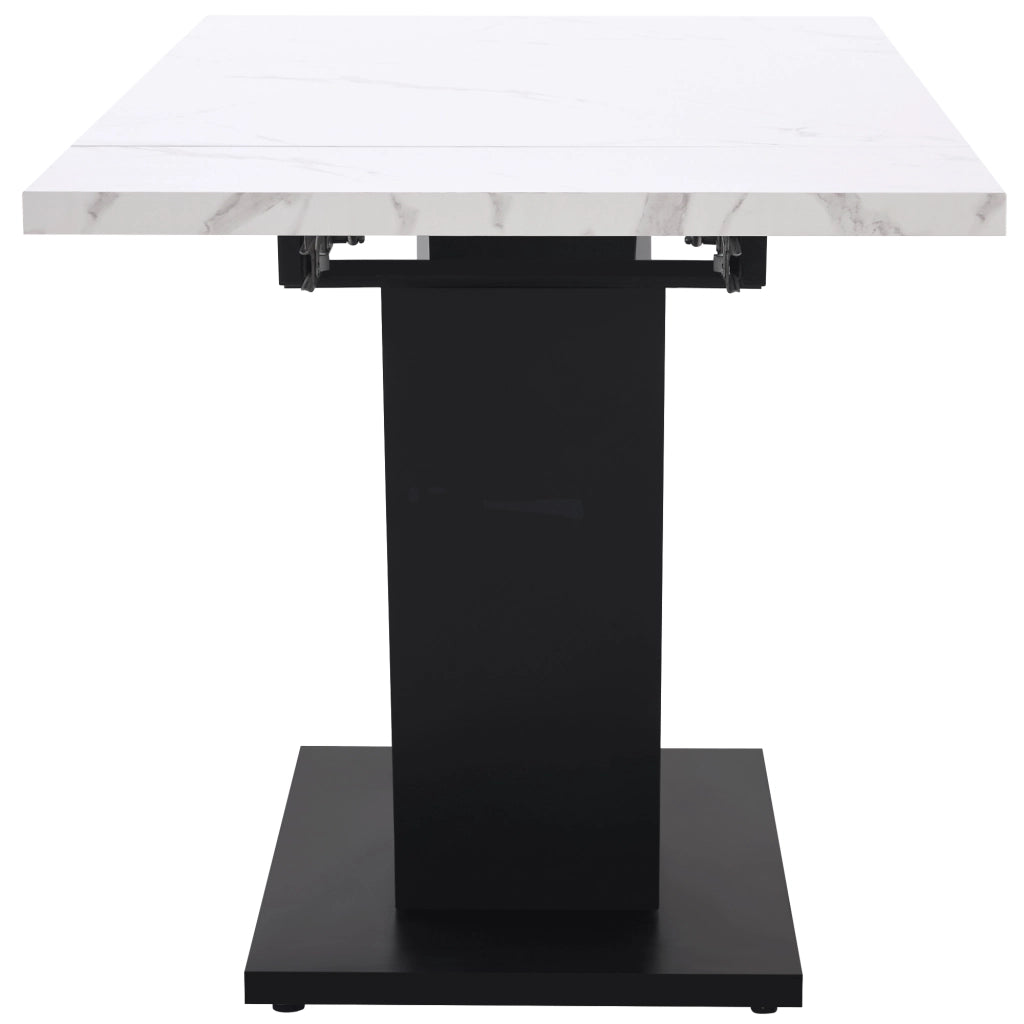Tavolo da pranzo allungabile in MDF con struttura in metallo, per cucina e soggiorno, bianco nero, 99 × 75 × 75 cm