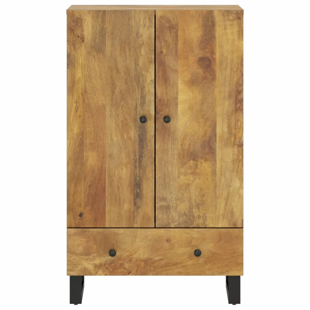 Credenza con Cassetto-Buffet-Armadio da cucina 60x33x100 cm Legno Massello Mango e Ferro 177781