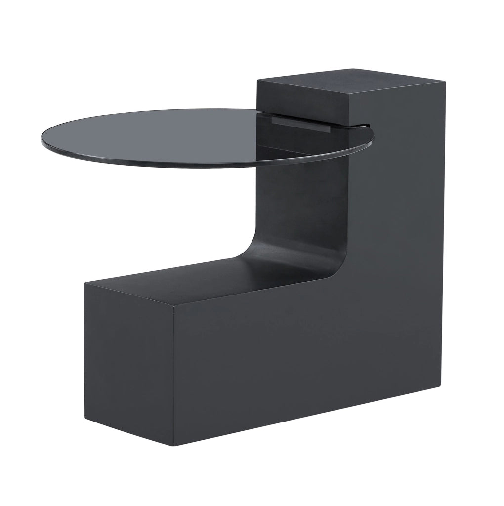 Set 2 tavolini rotondi MDF e vetro effetto marmo bianco e nero 61x30 cm e 44x44 cm