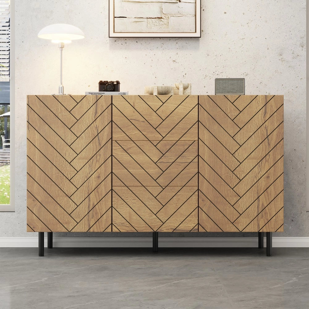 Credenza con 3 Cassetti e 2 Ante per Soggiorno ¨C MINIMAL ¨C 120x40x76 cm