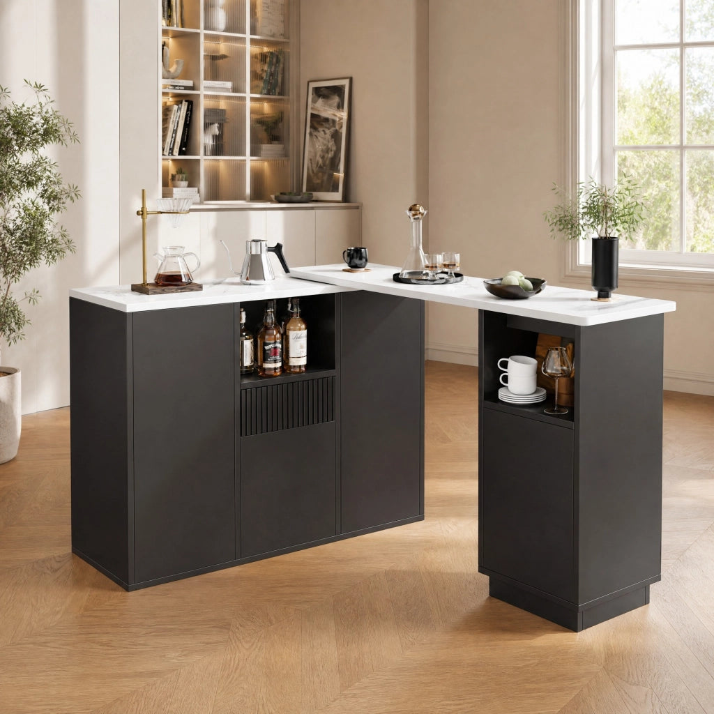 TAVOLO BAR Girevole 210x30x100,9 cm Nero in MDF