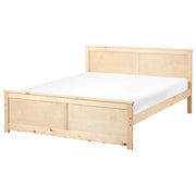 Letto matrimoniale in legno di pino naturale e MDF di betulla 140 x 200 cm con testiera in stile scandinavo