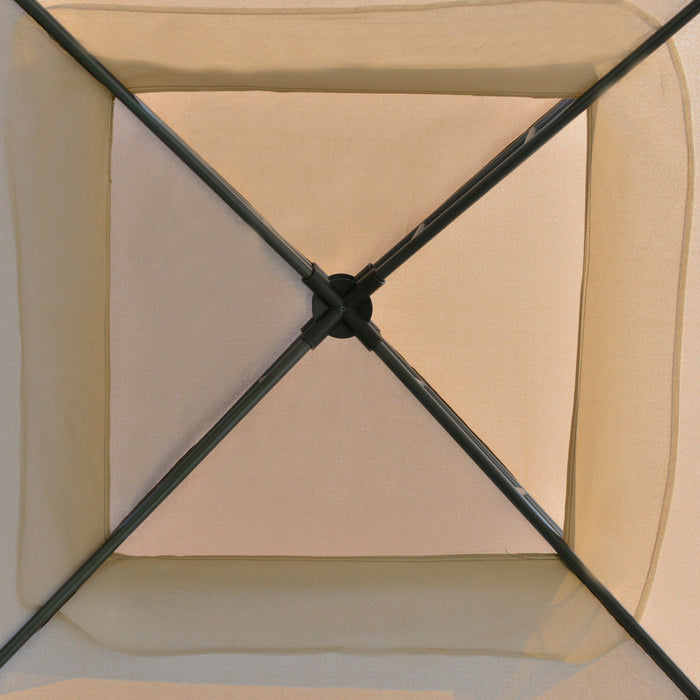 Gazebo da Giardino 3x3m con Zanzariera in Metallo Cachi