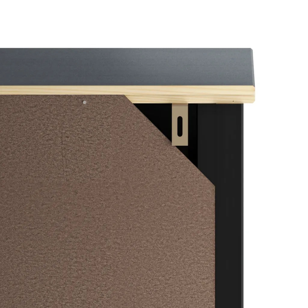 Set Mobili da Bagno 3 pz BERG Nero in Legno Massello di Pino
