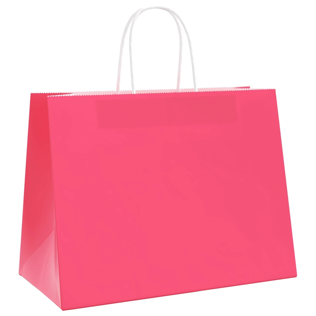 Sacchetti di Carta 250 pz con Manici Rosa 32x17x25 cm