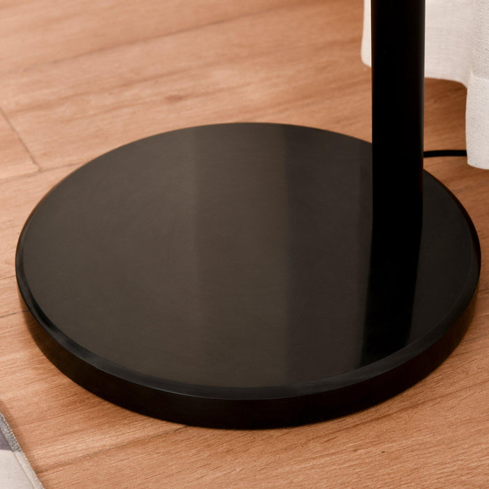 Lampada da Terra con 3 Paralumi E27 H205 cm in Metallo Nero e Bianco