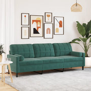 Divano a 3 Posti con Cuscini-Sofa 3 Posti con Cuscini Verde Scuro 210 cm in Velluto