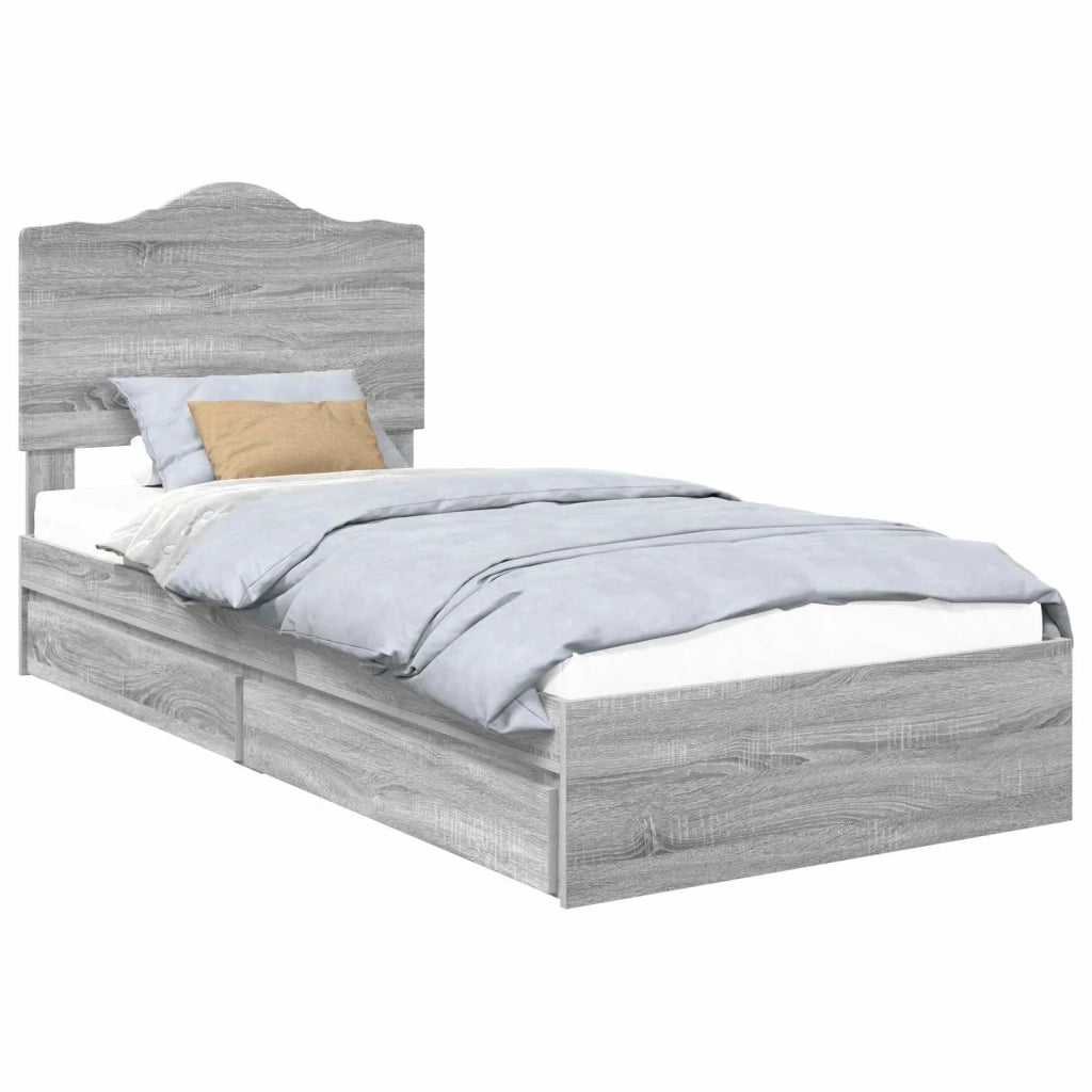 Letto con Contenitore con testiera Grigio Sonoma 90 x 200 cm