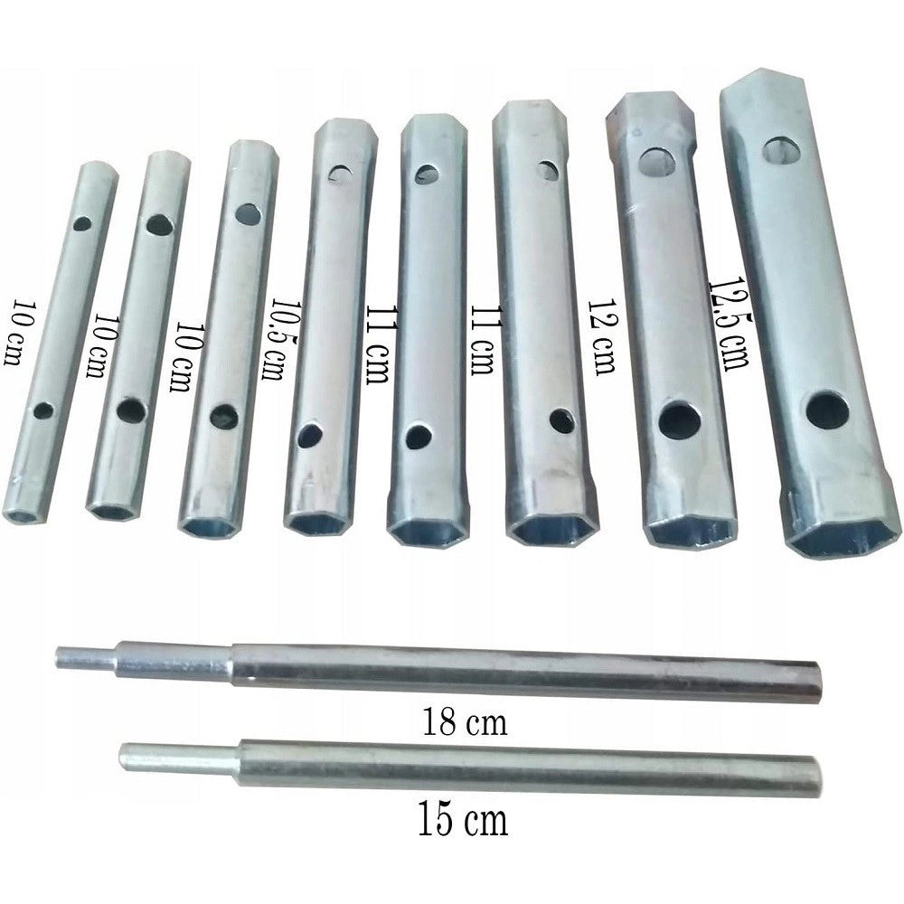 Trade Shop - Set Chiavi A Tubo 6-22mm Esagonali 10pz Chiavini Tubolari Leva A T Idraulica -