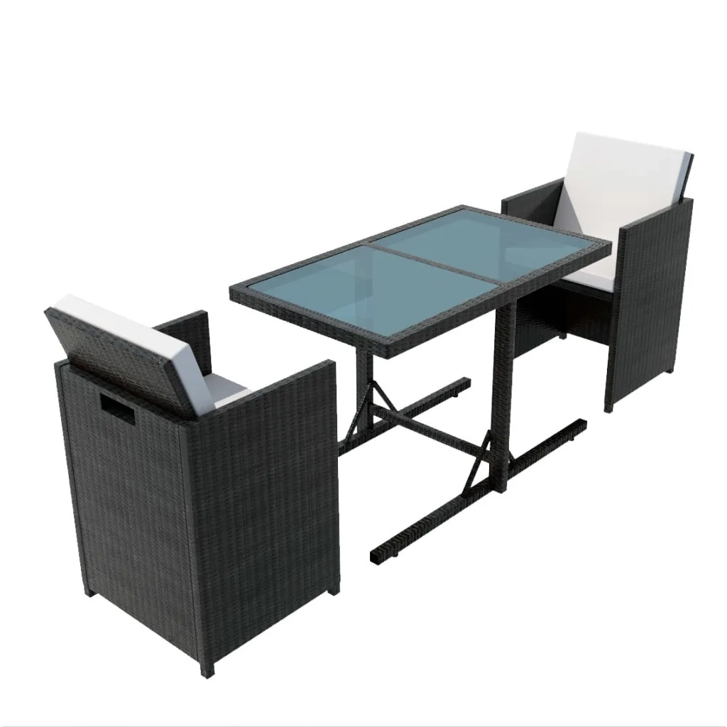 Set da Bistrot 3 pz con Cuscini in Polyrattan Nero cod mxl 40080