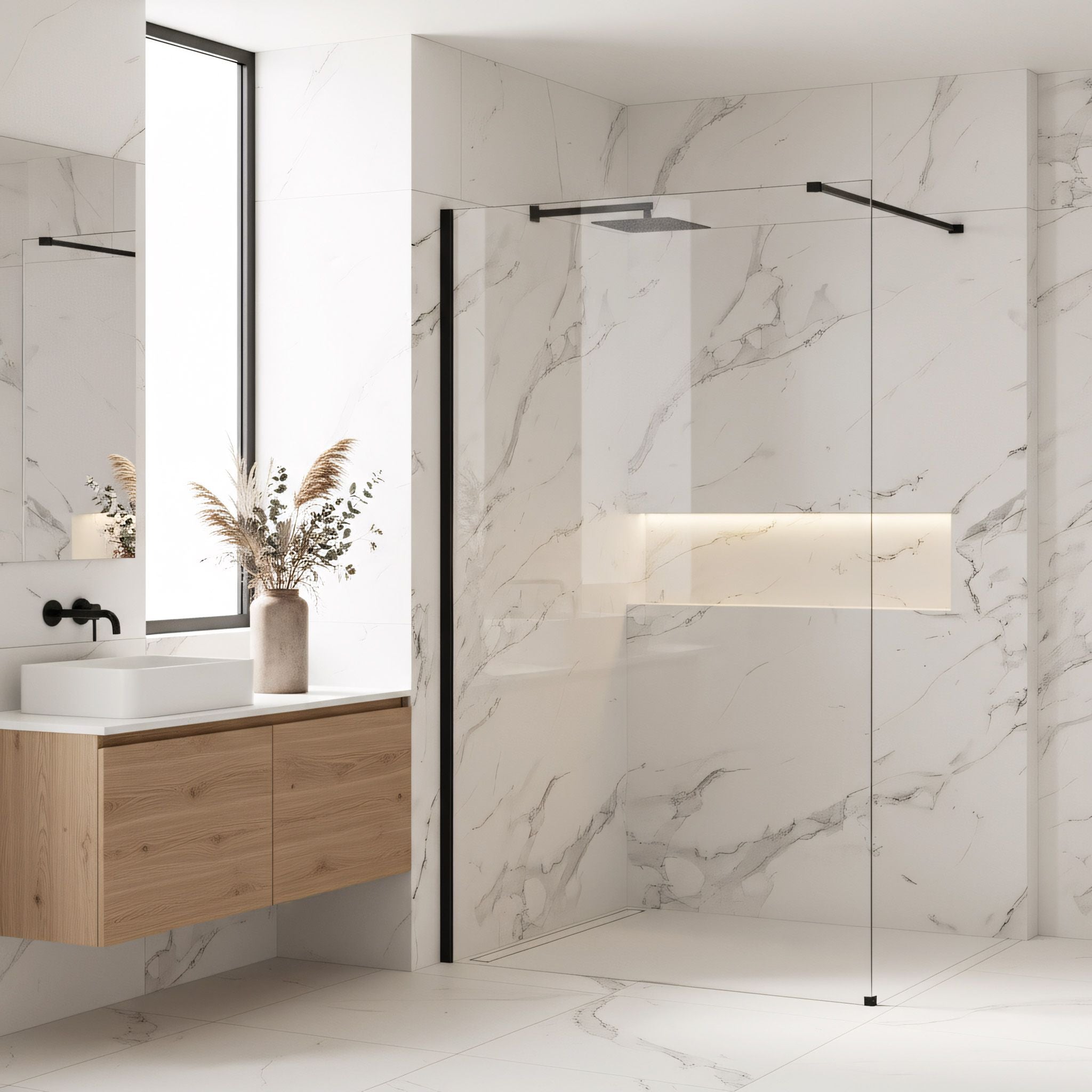 Parete Doccia Rea Flexi Transparent / Black 140