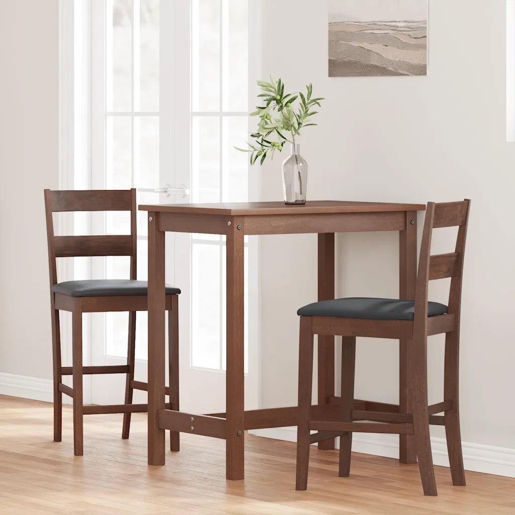 vidaXL Sgabelli da Bar con Cuscini 2pz Marrone Legno Massello di Hevea