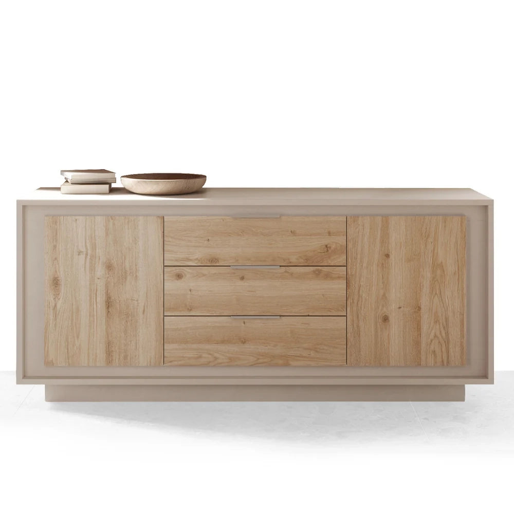 Madia 2 ante e 3 cassetti Linea SKY L 180 Cm x H 80 Cm x P 50 Cm, realizzata in legno 100% MADE IN ITALY, design moderno per cucina, sala da pranzo, soggiorno colore Cashmere/Cadiz