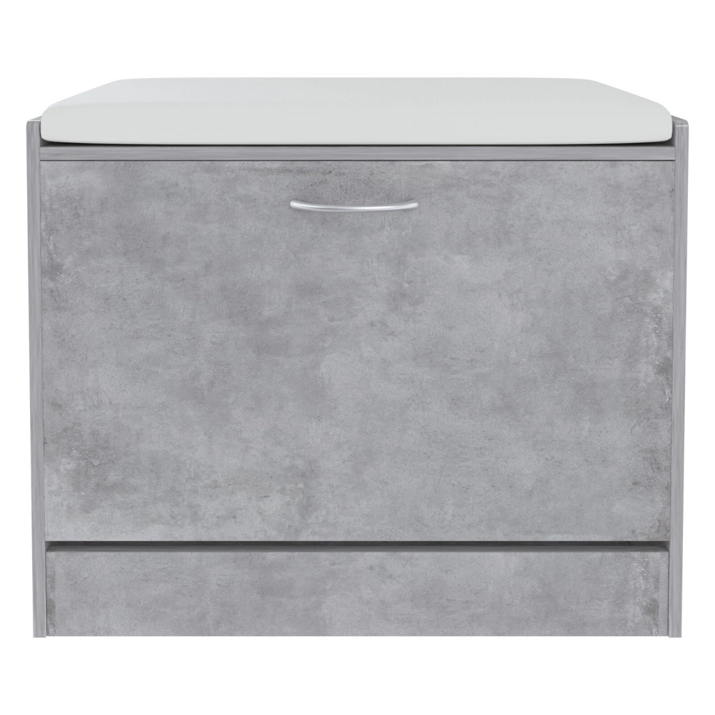 Panca Portascarpe Scarpiera Da Ingresso Piccola Salvaspazio Con Cuscino Anta A Ribalta Seduta Imbottita In Ecopelle Tripla Profondità Soggiorno Casa Camera Ufficio 60 x 30 x 48 Cm Grigio Cemento
