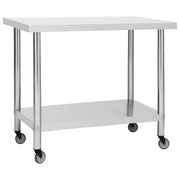Tavolo da lavoro da cucina con ruote 80 x 60 x 85 cm acciaio inox 02_0001917