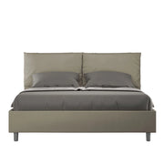 Letto Matrimoniale 160x190 cm con Rete e Contenitore con Alzata Comoda Imbottito in Similpelle Antea Cappuccino