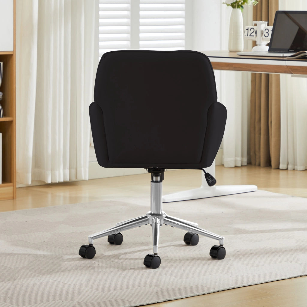 Sedia da ufficio girevole regolabile in altezza con schienale ergonomico e rotelle, per casa e studio, in velluto nero