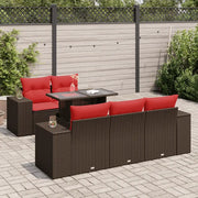 Set Divano Giardino 6 pz con Cuscini Marrone Polyrattan Acacia 3326735