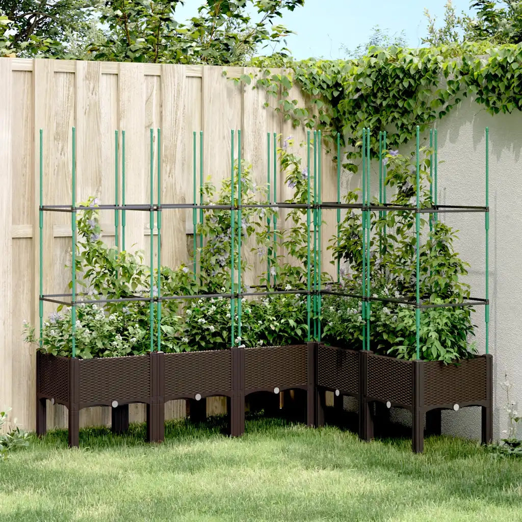 Fioriera Giardino con Graticcio-Vaso da Esterno-Contenitore per Piante Marrone 160x120x142,5 cm in PP