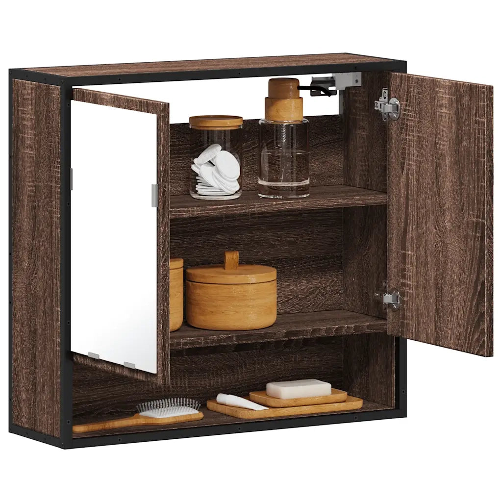 vidaXL Mobile Bagno Specchio Rovere Marrone 65x20x60 Legno Multistrato