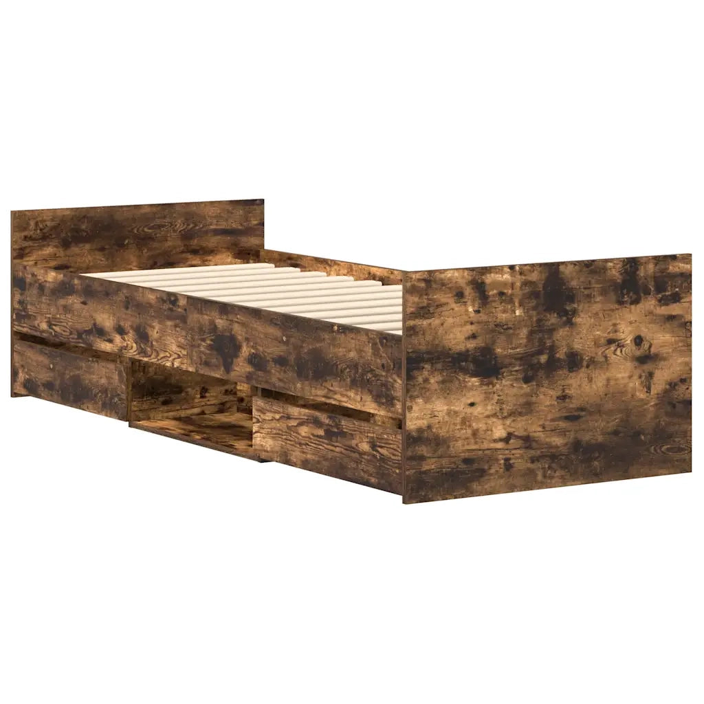 Giroletto con Testiera e Pediera-Struttura Letto Rovere Fumo 75x190 cm