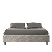 Letto Matrimoniale 160x190 cm con Rete e Contenitore Giroletto con Alzata Comoda Imbottito in Tessuto Era Azelia Grigio
