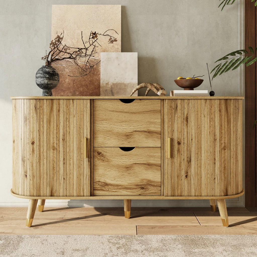Credenza con 2 cassetti e ripiani regolabili - per soggiorno - in MDF - 140x40x79.5 cm