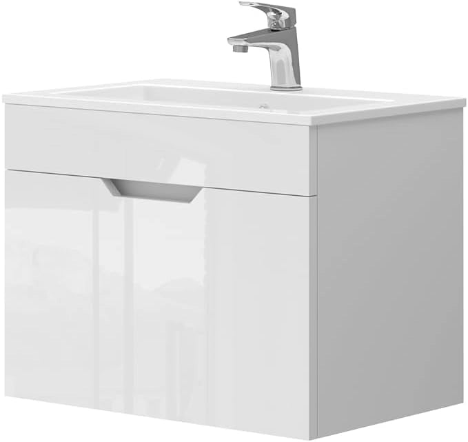 Set mobili bagno Stefanie, Bianco, 49 cm, composto da mobile sottolavabo e lavabo