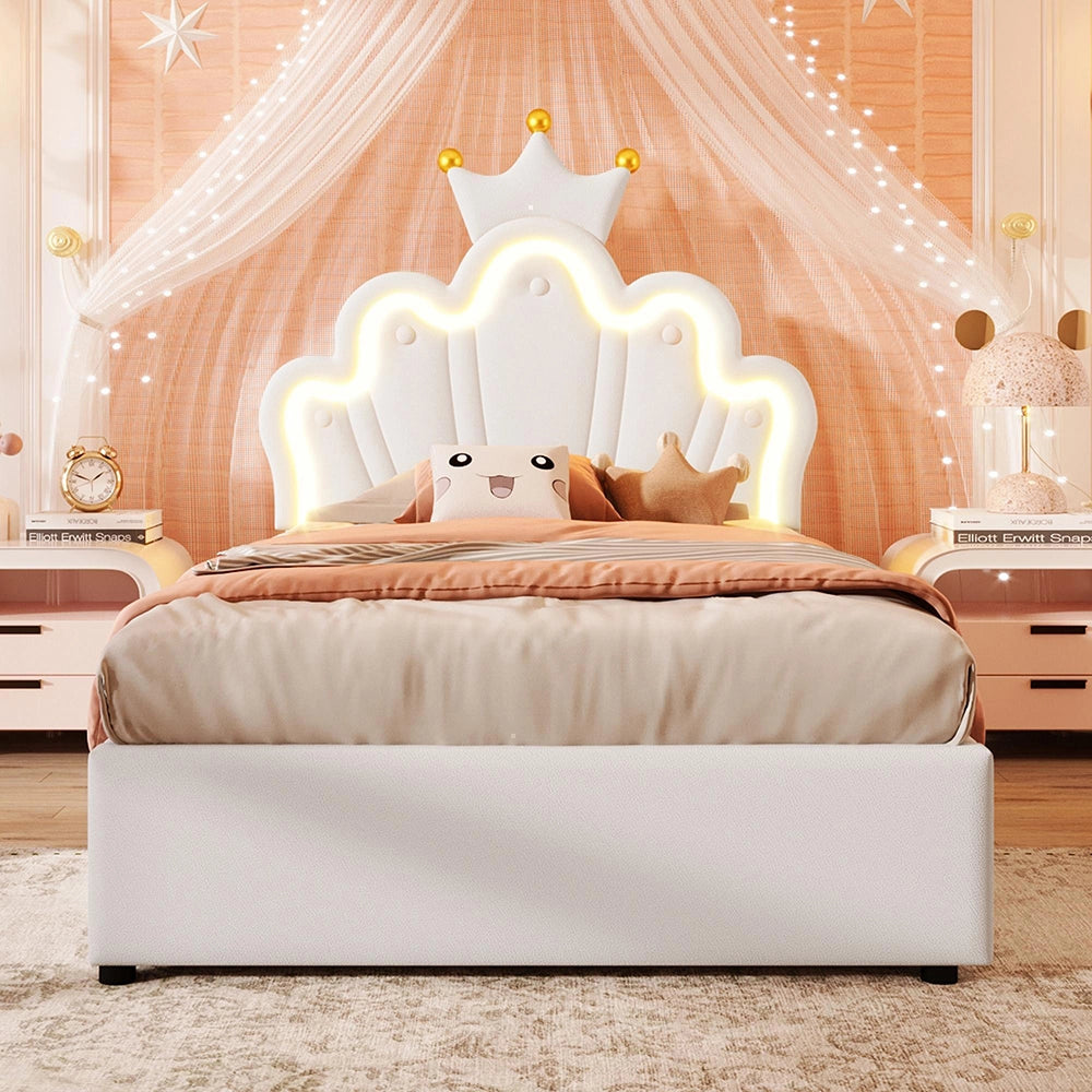 Letto principessa 90x200cm?- Xylo - corona LED bianco