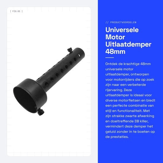 Uscita Demper Universale 48mm - Demper di Uscita del Motore - Killer del DB - Nero - Resistente allo Shock - Duraturo - Uscita