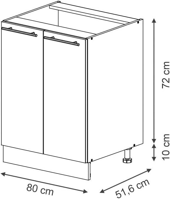 Mobile lavello cucina Fame-Line, GrigioBeige, 80 cm con ripiano, PL Marmo